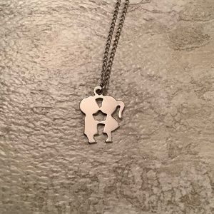 New Vintage Sterling Silver Kissing sweethearts couple Necklace